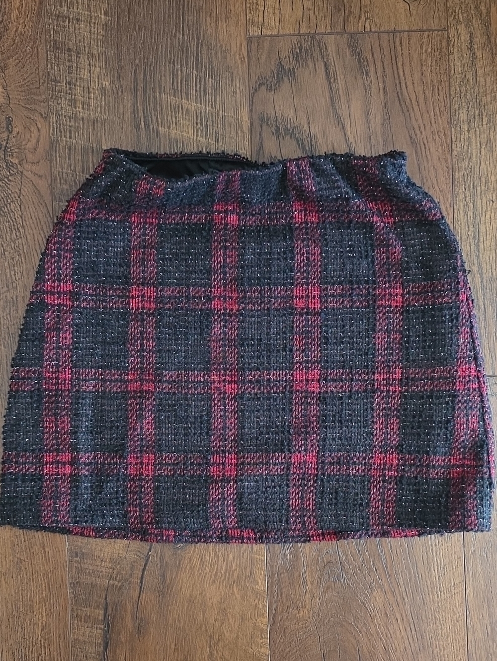 art class Black & Red Plaid Tweed Mini Skirt Small 6-7